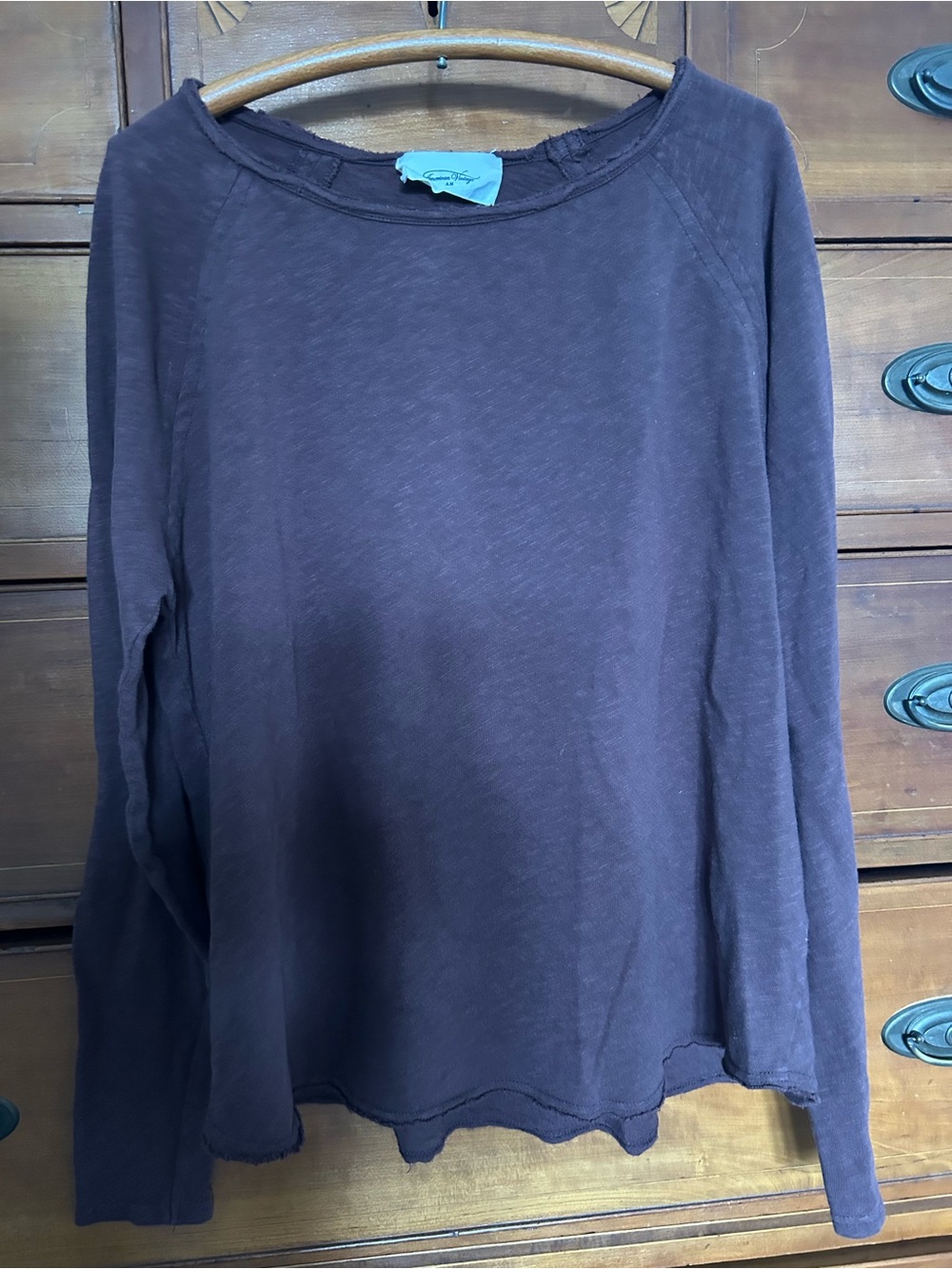 American Vintage Long Sleeve Crewneck Top - Dark Brown